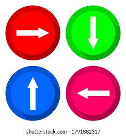 up, down, right and left buttons, isolated on white background