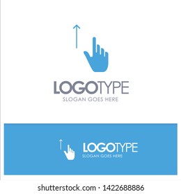 Up, Finger, Gesture, Gestures, Hand Blue Solid Logo with place for tagline