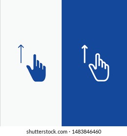 Up, Finger, Gesture, Gestures, Hand Line and Glyph Solid icon Blue banner Line and Glyph Solid icon Blue banner