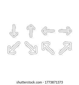 Up, left, right, diagonal and down icon. Arrow icon. Perfect for website, application, logo, presentation template, product design and other product. icon set design line style