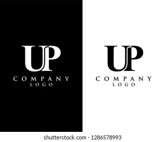 up, pu modern letter logo design with black and white color that can be used for creative business and company