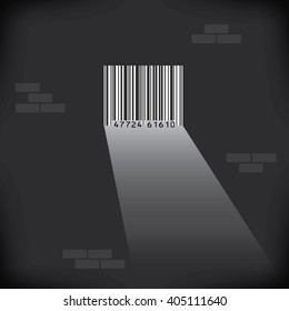 UPC prison cell graphic with space for text
