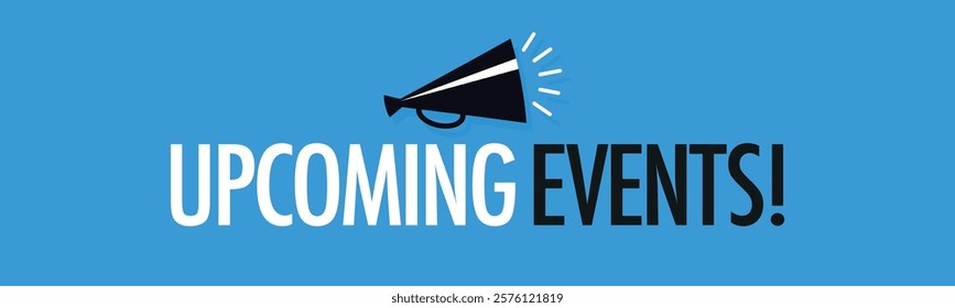 Upcoming events on blue background