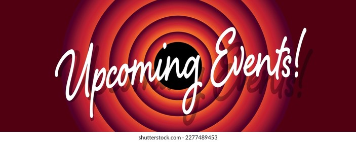 Upcoming events on red background