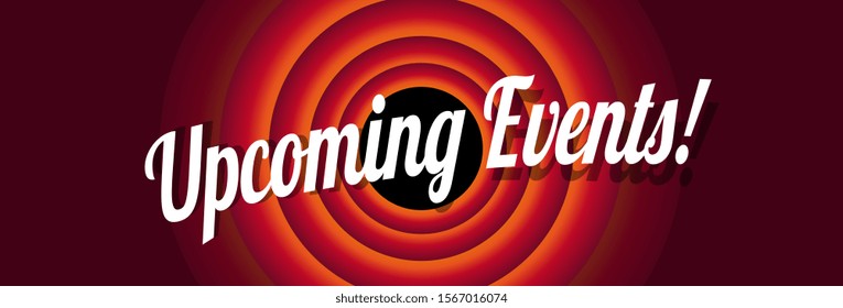 Upcoming events on red cartoon background