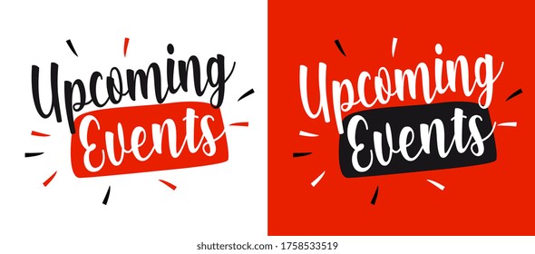 Upcoming Events On White And Red Background