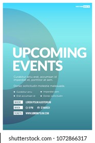 Upcoming Events Poster with Text Template and Venue Time Date Details