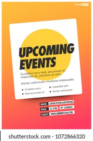 Upcoming Events Poster with Text Template and Venue Time Date Details