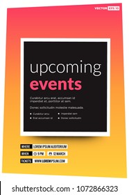 Upcoming Events Poster with Text Template and Venue Time Date Details