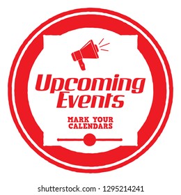 Upcoming Events. Vector Red Stamp.