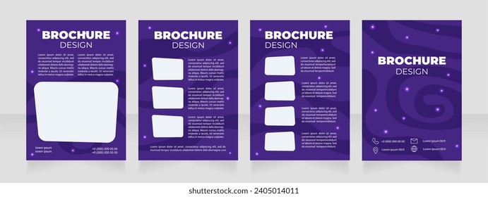 Upcoming planetarium event blank brochure design. Template set with copy space for text. Premade corporate reports collection. Editable 4 paper pages