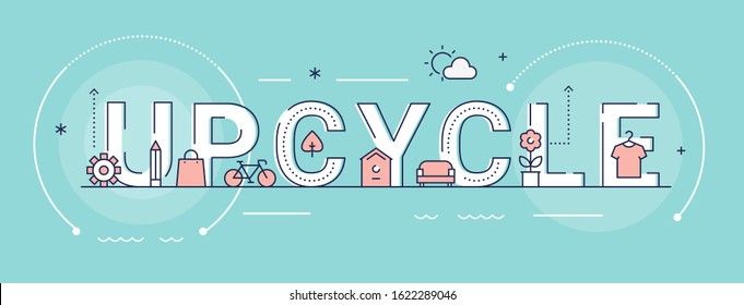 Upcycle Creative Illustrated Word Sign. Vector Design