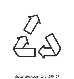 Upcycle-Zeichen, in Liniendesign. Upcycling, Signieren, Recycling, Öko, Nachhaltigkeit, Grün, Wiederverwendung auf weißem Hintergrund Vektorgrafik. Upcycle Zeichen bearbeitbares Strichsymbol.