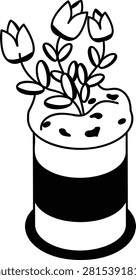 upcycled metal tin can transformed into decorative planter isometric concept, creative DIY gardening idea vector icon design, zero waste garden plant stock illustration