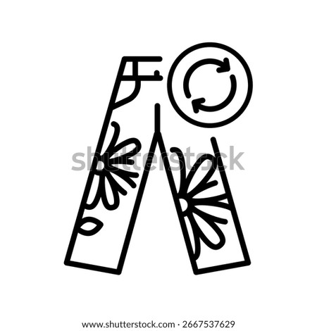 upcycled pants black line icon for digital and print projects. Minimal clean icons for apps and websites. Modern simple icons for UI UX and branding