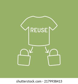 Upcycling Icon, Reuse Old T-shirt Line Vector