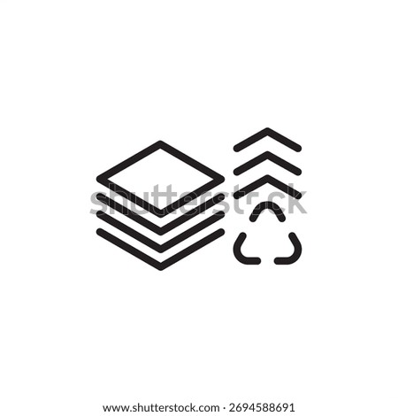 Upcycling icon symbolizing creative material reuse and value elevation, representing modern circular economy processes, specialized waste transformation, and sustainable product development systems.