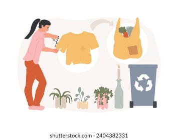 Upcycling isolated concept vector illustration. Creative reuse method, ecology recycling trend, waste materials, environmental value, converting products, reduce consumption vector concept.
