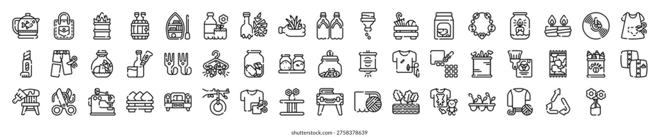 Upcycling Reuse Repurpose Recycle Creative Sustainability Icons Collection