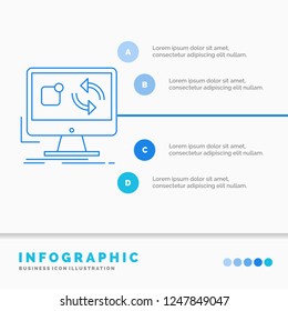 update, app, application, install, sync Infographics Template for Website and Presentation. Line Blue icon infographic style vector illustration