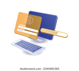 Update application personal account flat and isometric illustration