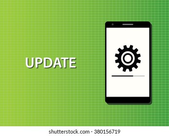 update apps in smartphone in progress concept vector illustration