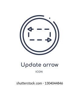 update arrow with broken icon from user interface outline collection. Thin line update arrow with broken icon isolated on white background.