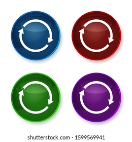 Update arrow icon isolated on shiny round buttons set illustration