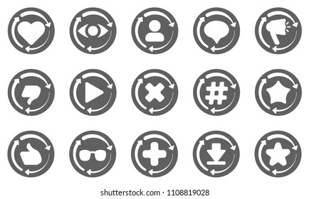 Update arrows and follower activity icons.  Flat style trendy vector icons.