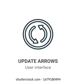 Update arrows outline vector icon. Thin line black update arrows icon, flat vector simple element illustration from editable user interface concept isolated stroke on white background