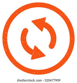 Update Arrows rubber seal stamp watermark. Icon vector symbol with grunge design and dirty texture. Scratched orange ink emblem on a white background.