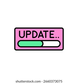Icono de interfaz de barra de Actualizar en rosa y verde azulado con Vector de pantalla de progreso
