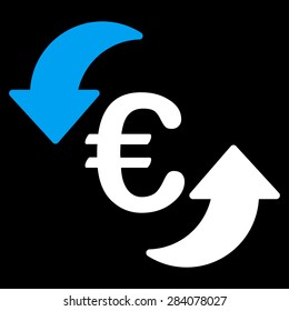 Update from BiColor Euro Banking Icon Set. Vector style: flat bicolor, blue and white symbol, rounded angles, black background.