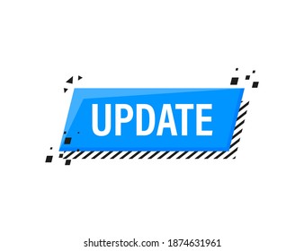 Update blue label on white background. Blue banner. Vector illustration.