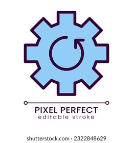 Update blue pixel perfect RGB color icon. Settings adjustment. Application version. System improvement. Isolated vector illustration. Simple filled line drawing. Editable stroke. Poppins font used