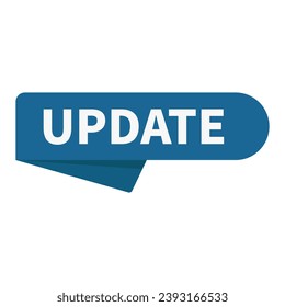 Update In Blue Rounded Rectangle Ribbon Shape For Information Announcement Business Marketing
