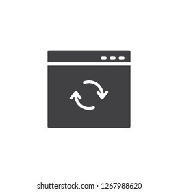 Update browser window vector icon. filled flat sign for mobile concept and web design. Website page reload simple solid icon. Symbol, logo illustration. Pixel perfect vector graphics