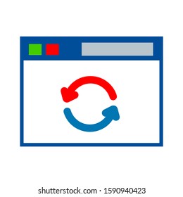Update Browser Window With Website Icon, Refresh Or Reload Design Or Web Page, Reboot Data Base, Software Upgrade Concept. Update System Window Message