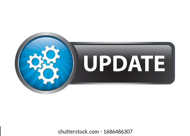 Update Button with gear icon glossy 3d vector 