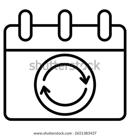 Update Calendar icon Black and white outline flat sign vector
