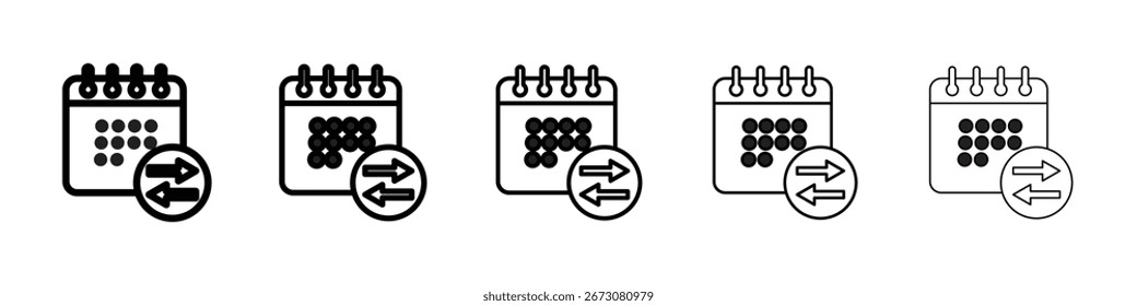 Update Calendar icon isolated vector on white background set