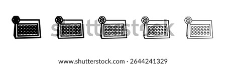 Update Calendar icon thin outline logo mark set
