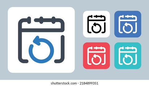 Icono de actualización de calendario - ilustración vectorial. Recargar, Sincronizar, Actualizar, Calendario, Fecha, Día, Mes, Programación, Evento, Hora, Cita, Línea, Esquema, Plano, Iconos .