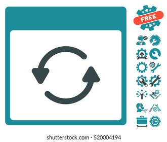 Update Calendar Page icon with bonus settings icon set. Vector illustration style is flat iconic symbols, soft blue, white background.