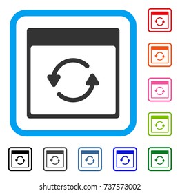 Update Calendar Page icon. Flat grey pictogram symbol inside a light blue rounded square. Black, gray, green, blue, red, orange color additional versions of Update Calendar Page vector.