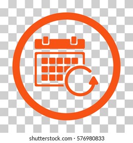 Update Calendar rounded icon. Vector illustration style is a flat iconic symbol inside a circle, orange color, transparent background. Designed for web and software interfaces.