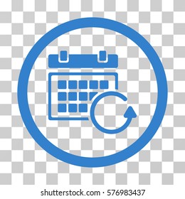 Update Calendar rounded icon. Vector illustration style is a flat iconic symbol inside a circle, cobalt color, transparent background. Designed for web and software interfaces.