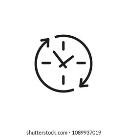 Update clock line icon. Watch, reload, recycle. Timing concept. Can be used for topics like app design, upgrading, renovation