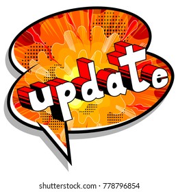 Update - Comic book style word on abstract background.