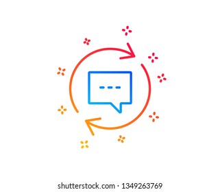 Update Comments line icon. Chat Speech bubble sign. Communication symbol. Gradient design elements. Linear update comments icon. Random shapes. Vector